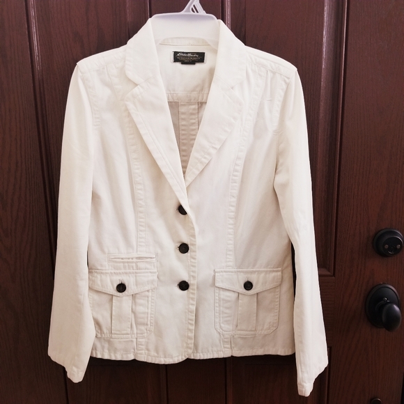 Eddie Bauer Ivory/Cream Twill Jacket Blazer - Picture 3 of 9